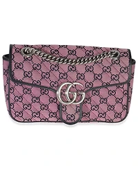 Pre-Owned Gucci Pink Gg Matelasse Diagonal Canvas Small Gg Marmont Shoulder Bag