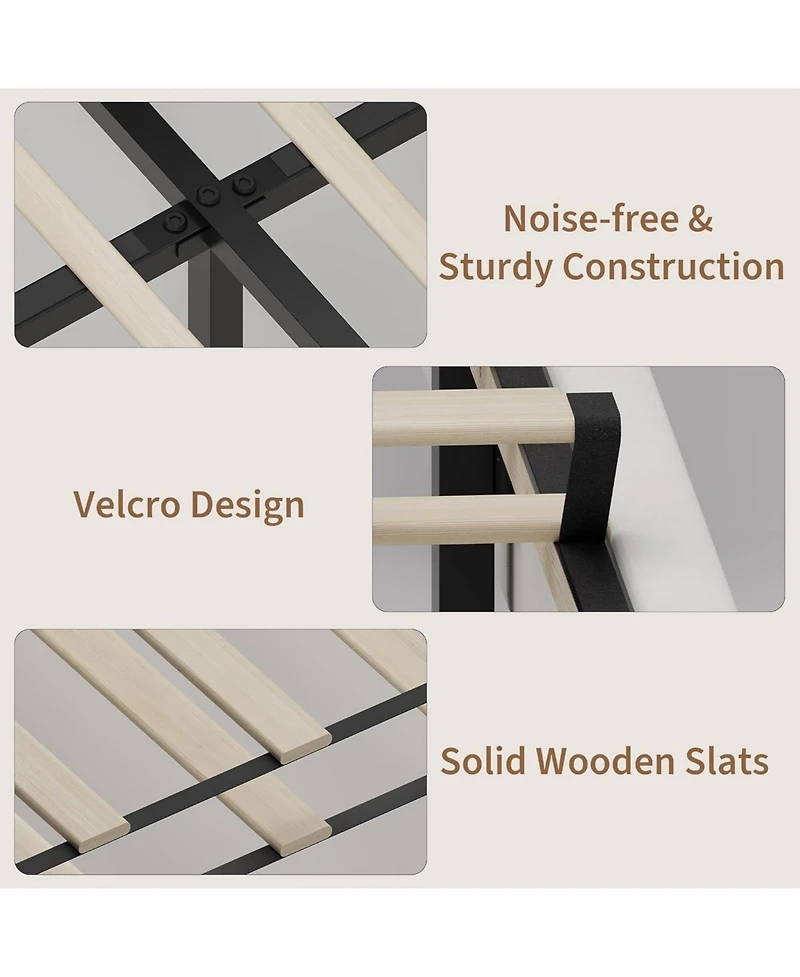 gaomon Soft Upholstered Platform Bed Frame with Wingback Headboard – Sturdy Wooden Slats, Noise-Free, No Box Spring Needed