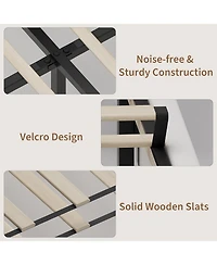 gaomon Soft Upholstered Platform Bed Frame with Wingback Headboard – Sturdy Wooden Slats, Noise-Free, No Box Spring Needed