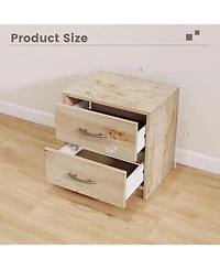 Sugift Two Drawer Nightstand Storage Table for Living Room