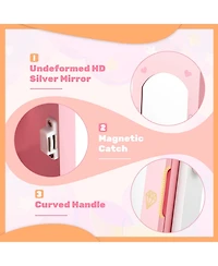 Sugift Two Piece Kids Vanity and Jewelry Armoire with Full Mirror