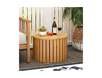 Slickblue Round Acacia Wood Outdoor Side Table with Hidden Storage