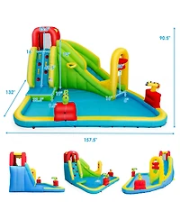 Mecale Outdoor Inflatable Water Bounce House with 480W Blower Included