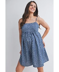 Hello Miz Maternity Floral Square-Neck Adjustable Strap Romper with Pockets