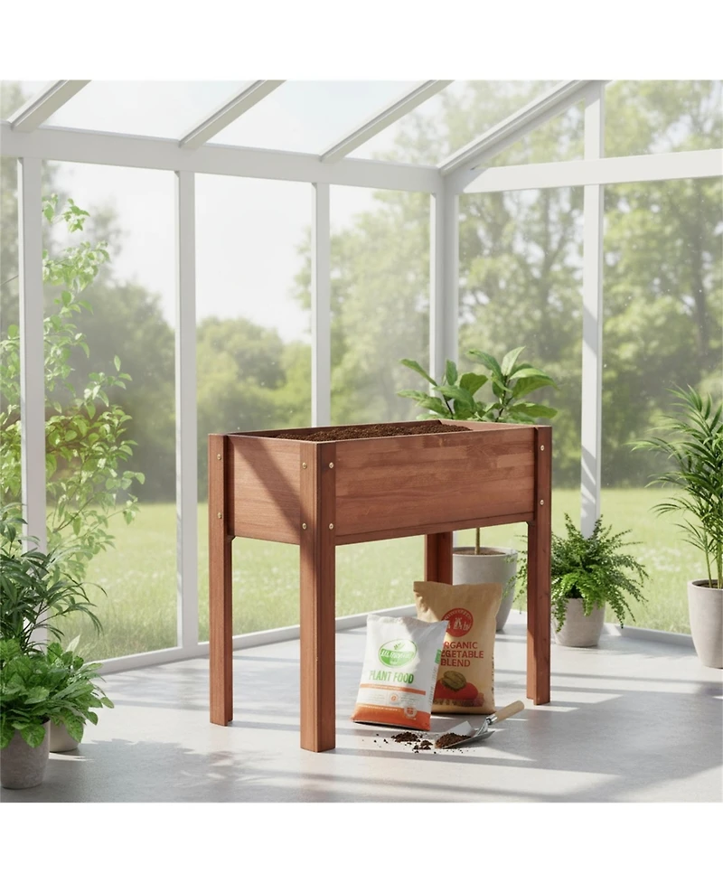 Clihome Raised Garden Bed with Legs, Elevated Wooden Planter Box for Outdoor Plants