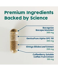 NativePath Brain Health - Brain Health Support Supplement with Bacopa, Alpha Gpc, Ginkgo Biloba and Coffee Fruit Extract - 60 Capsules