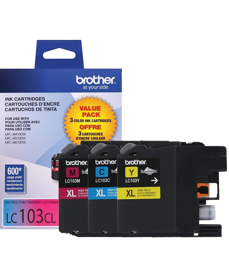 Brother Innobella Xl Series High Yield Ink Cartridge Pack, Includes Cyan, Magenta and Yellow Ink Cartridges