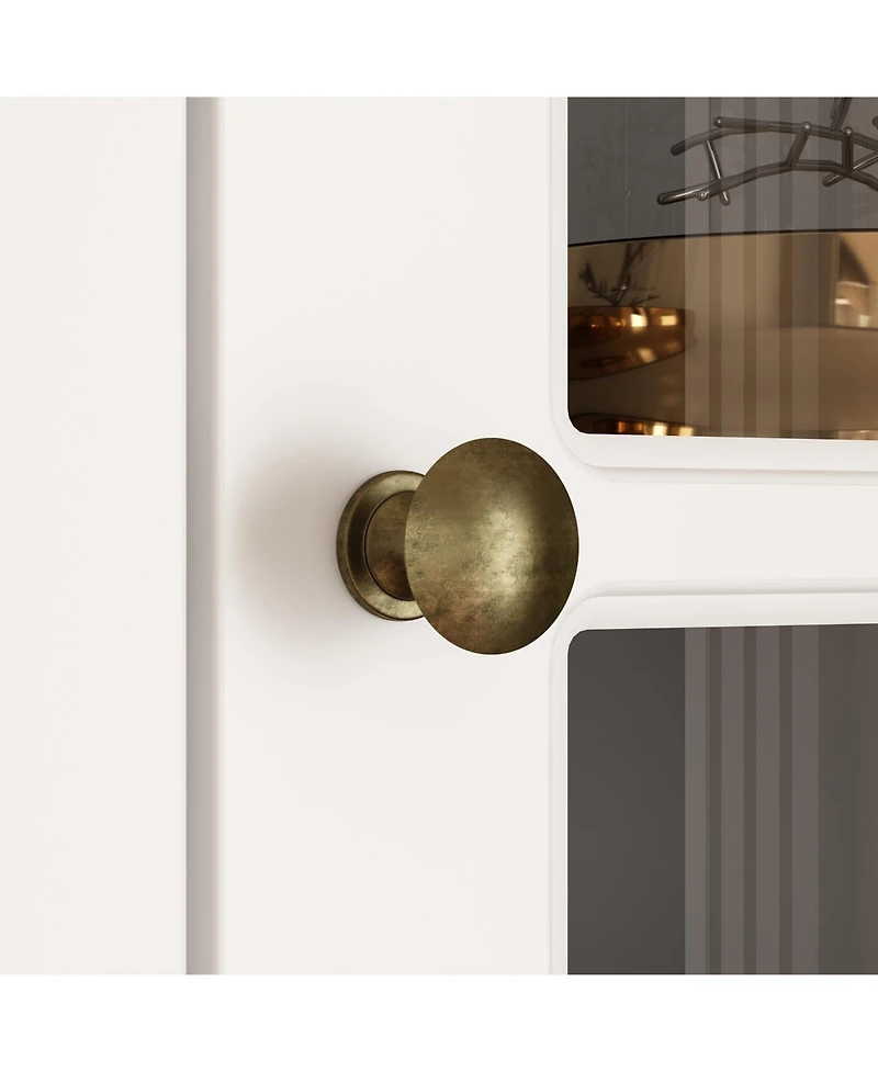 Homsee Modern Bookcase With Tempered Glass Doors and 6-Drawers