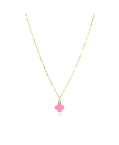 The Lovery Mini Bubblegum Pink Single Clover Necklace 14K Gold