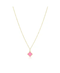The Lovery Mini Bubblegum Pink Single Clover Necklace 14K Gold