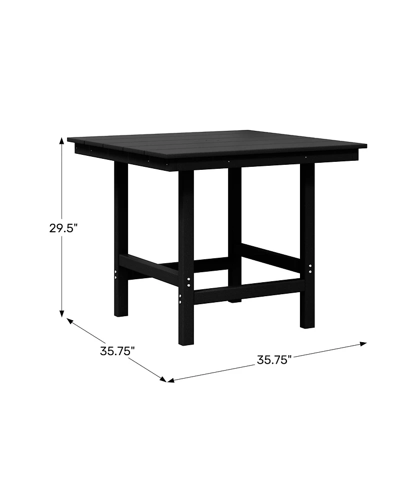 WestinTrends Outdoor Hdpe 36" Square Patio Dining Table with Umbrella Hole