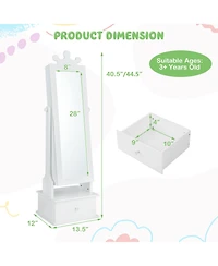 Sugift 2 in 1 Kids Play Jewelry Armoire with Full Length Mirror