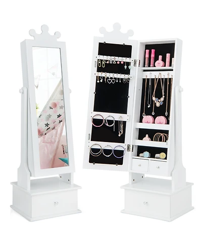 Sugift 2 in 1 Kids Play Jewelry Armoire with Full Length Mirror