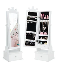 Sugift 2 in 1 Kids Play Jewelry Armoire with Full Length Mirror