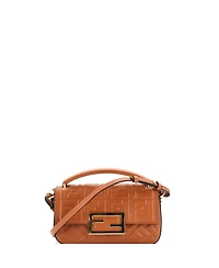 Pre-Owned Fendi Small Midi Baguette Chain Bag Zucca Embossed Leather