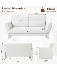 gaomon Couches for Living Room, 57" Loveseat Sofa, Modern Boucle Small Couch with High Backrest and Removable Lumbar Pillows, Easy Assembly