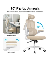 Rainsken Ergonomic Office Chair, Adjustable Swivel Desk Chair with Headrest and Lumbar Support, Computer Chair for Home Office
