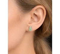 Macy's Green Jade and Diamond (1/20 ct. t.w.) Earrings in Sterling Silver
