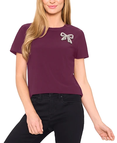 CeCe Women's Embellished Bow Tee