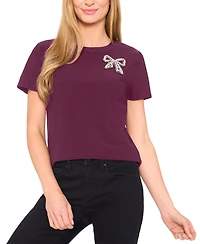 CeCe Women's Embellished Bow Tee