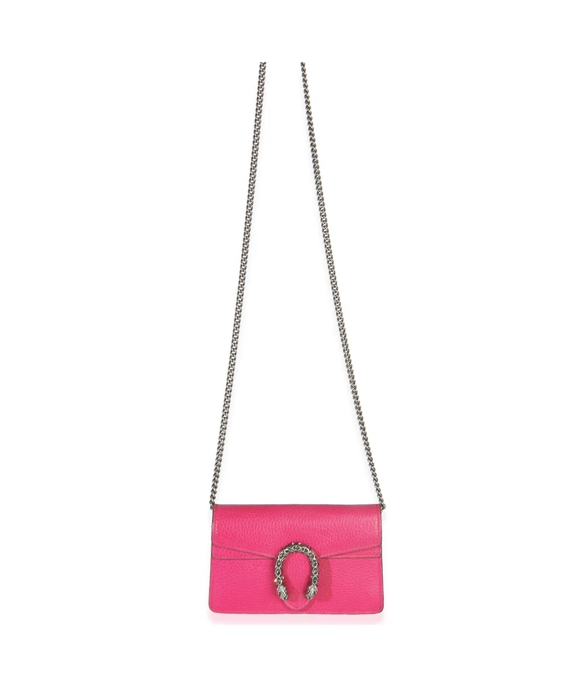 Pre-Owned Gucci Pink Dollar Calfskin Crystal Super Mini Dionysus Flap