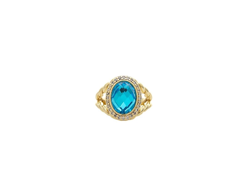 Rivka Friedman 18K Gold Plated Cubic Zirconia Halo Statement Ring
