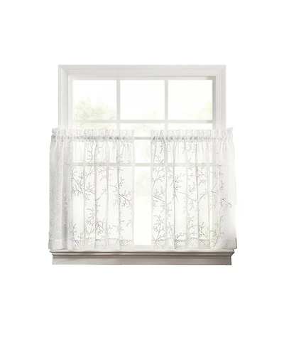 Ellis Curtain Brewster 100% Polyester Embroidered Sheer Rod Pocket Tiers 70" x 30"