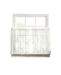 Ellis Curtain Brewster 100% Polyester Embroidered Sheer Rod Pocket Tiers 70" x 30"