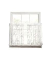 Ellis Curtain Brewster 100 Polyester Embroidered Sheer Rod Pocket Tiers 70 X22 X 30 X22