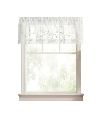 Ellis Curtain Brewster 100% Polyester Tailored Embroidered Sheer Rod Pocket Valances 70" x 15"
