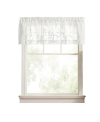 Ellis Curtain Brewster 100% Polyester Tailored Embroidered Sheer Rod Pocket Valances 70" x 15"