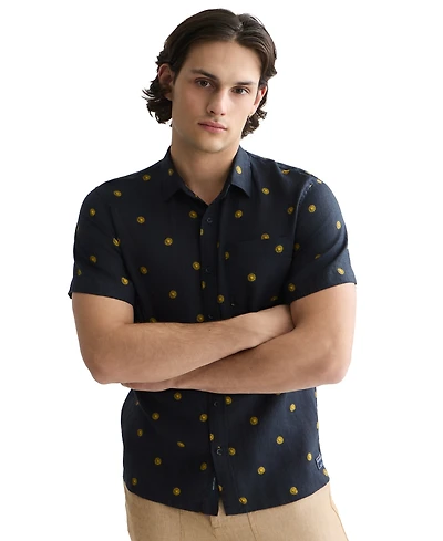 Scotch & Soda Men's Regular-Fit Short-Sleeve Linen Collared Shirt