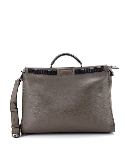 Pre-Owned Fendi Xl Selleria Peekaboo Bag Leather with Studded Detail