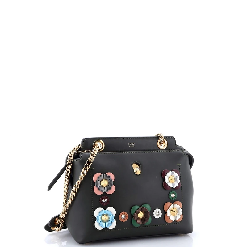 Pre-Owned Fendi Small Flowerland DotCom Convertible Satchel Embellished Leather