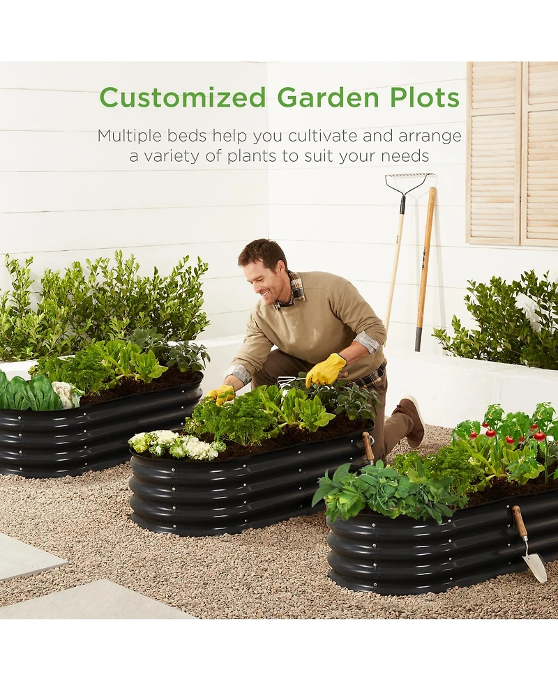 Best Choice Products 4x2x1ft Outdoor Raised Metal Oval Garden Bed, Planter Box for Vegetables, Flowers