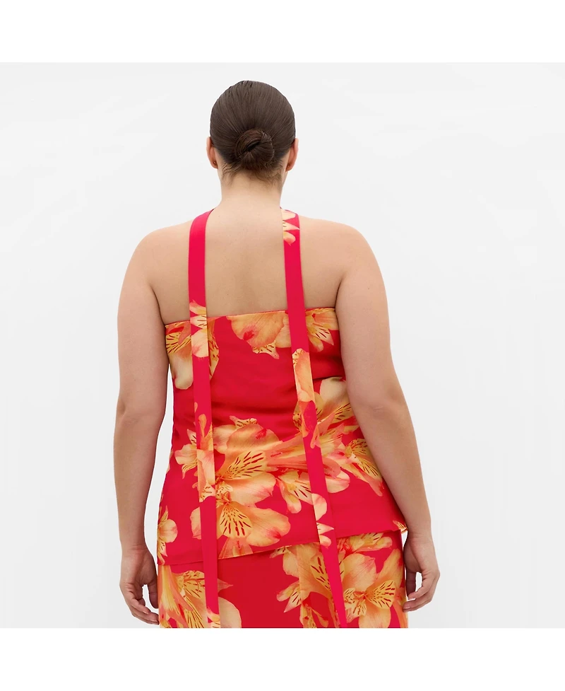 City Chic Women's Soiree Print Frill Detail Top