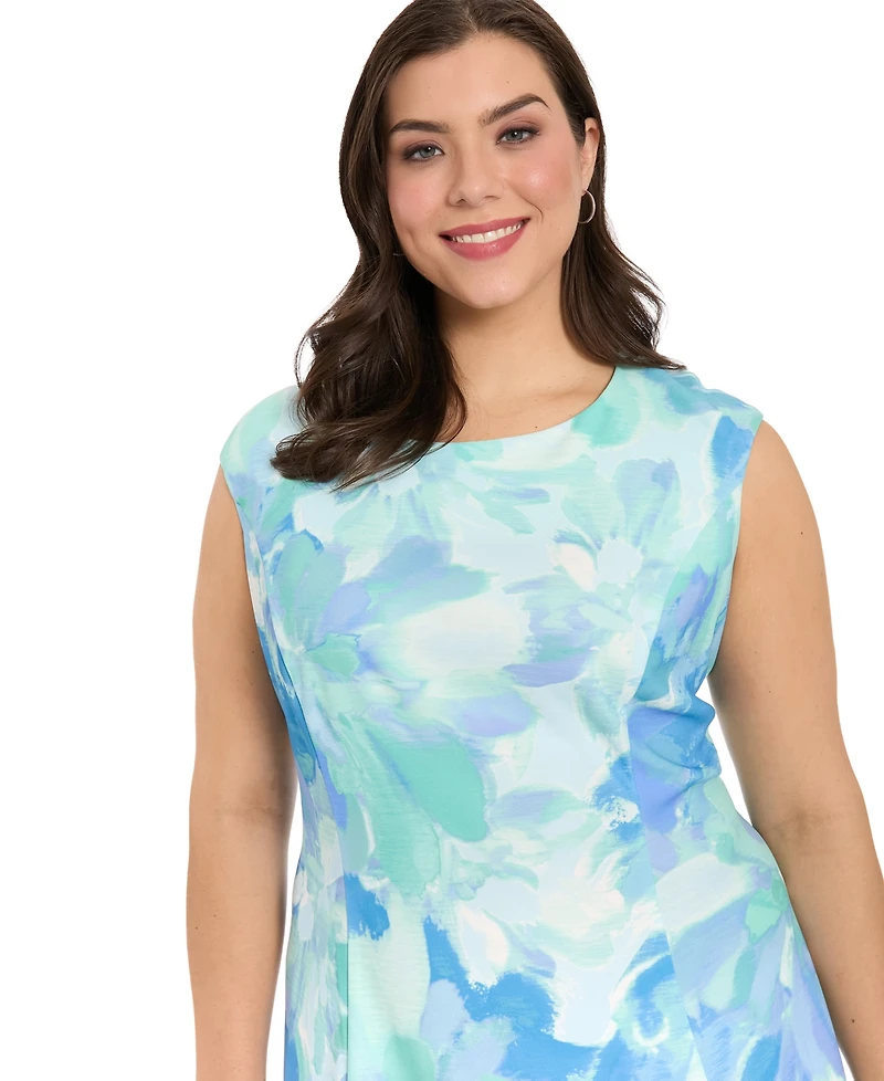 London Times Plus Sleeveless Crewneck Dress