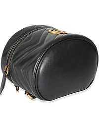 Pre-Owned Gucci Black Calfskin Matelasse Mini Gg Marmont Round Backpack