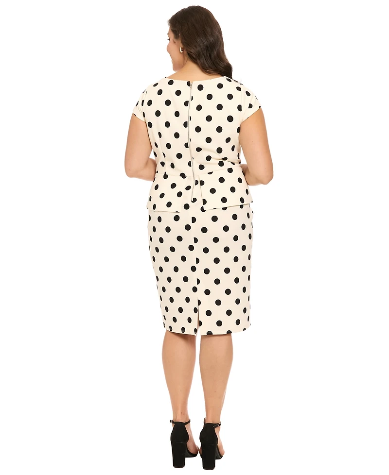 London Times Plus Boat Neck Peplum Sheath Dress