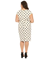 London Times Plus Boat Neck Peplum Sheath Dress