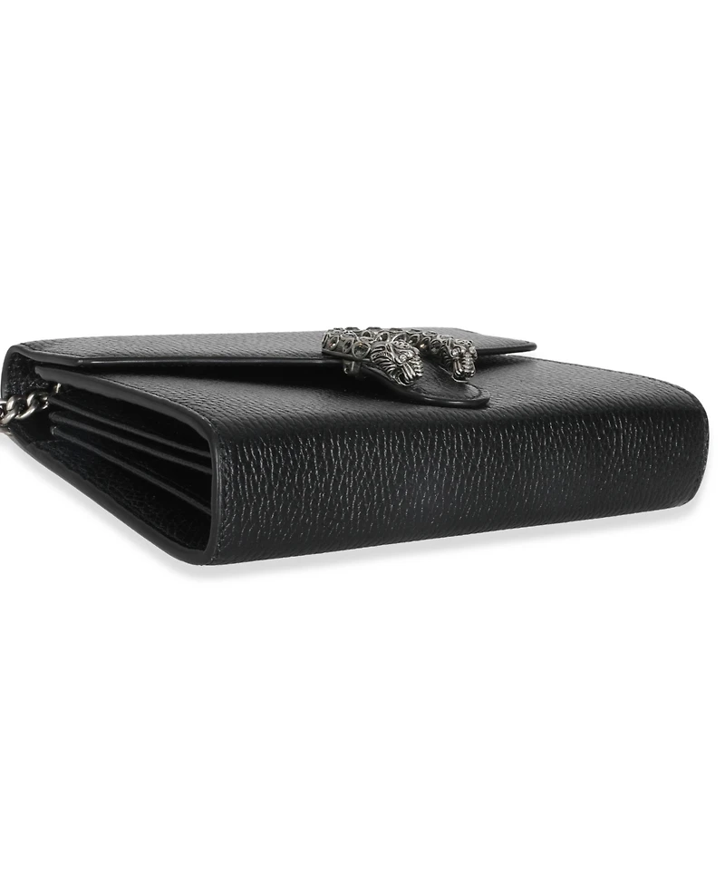 Pre-Owned Gucci Black Dollar Calfskin Dionysus Chain Wallet