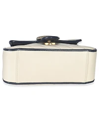 Pre-Owned Gucci Navy White Calfskin Matelasse Diagonal Torchon Mini Gg Marmont Top Handle