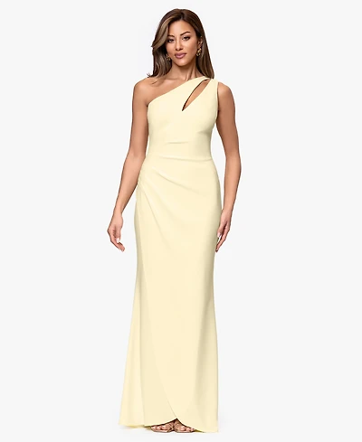 B&A By Betsy and Adam Petite One-Shoulder Sheath Gown
