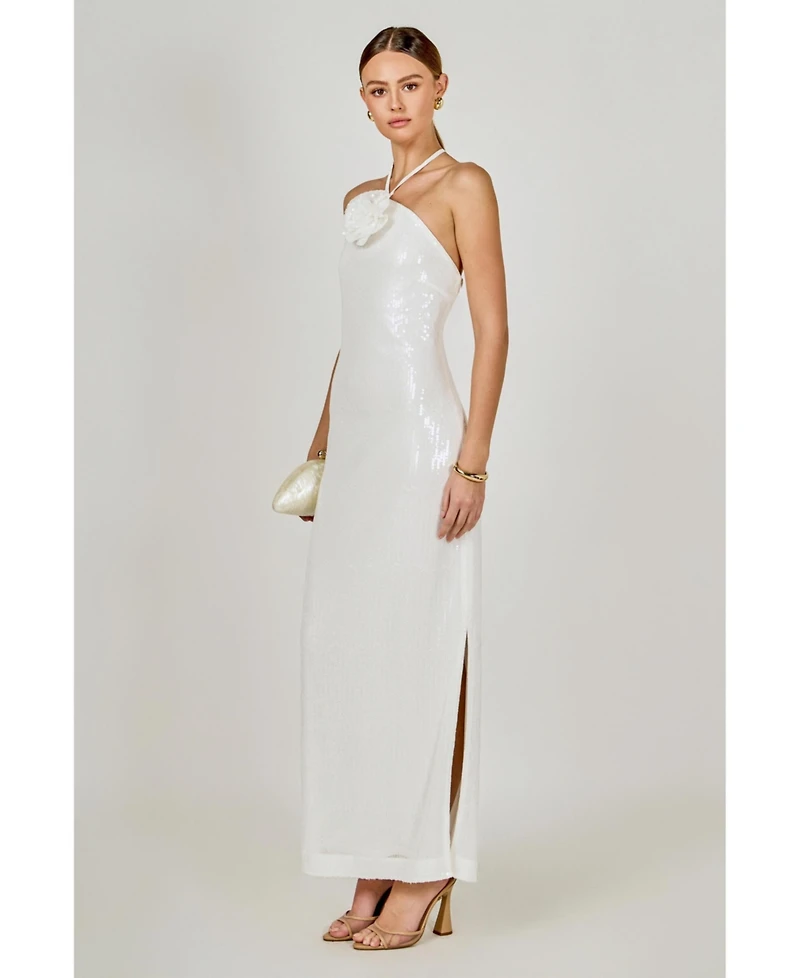 endless Rose Women's Haltered Sequins Maxi Dress