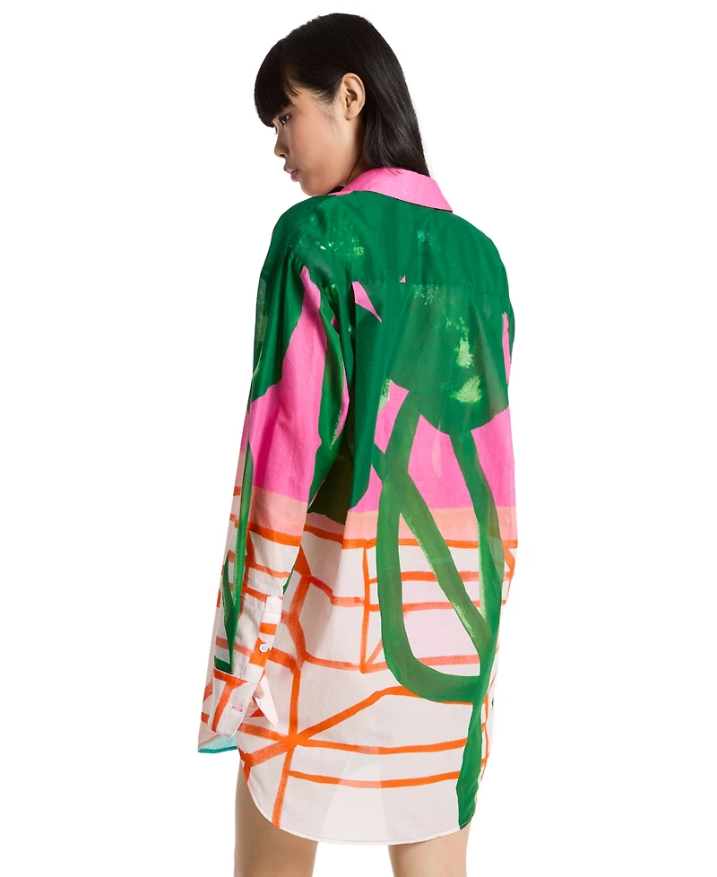 Michael Kors Women's Long-Sleeve Tropez Printed Shirt Dress