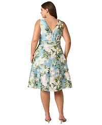 Adrianna Papell Plus Floral Jacquard Midi Dress
