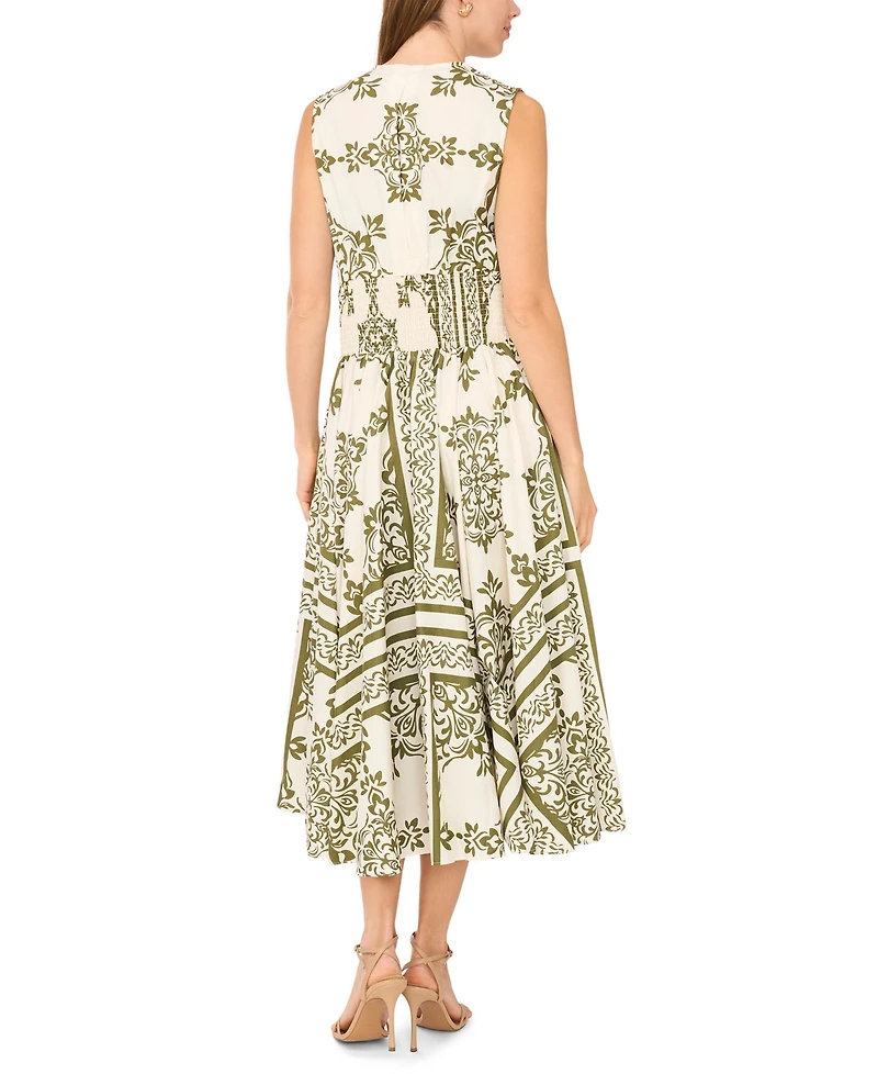 CeCe Women's Sleeveless V-Neck Buckle Trim Midi Dress