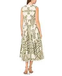 CeCe Women's Sleeveless V-Neck Buckle Trim Midi Dress