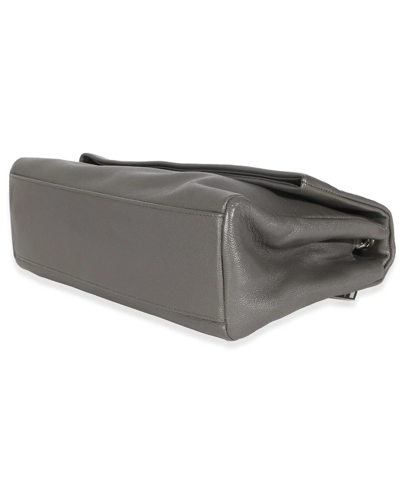 Pre-Owned Saint Laurent Grey Grained Calfskin Medium West Hollywood Monogram Fold Over Bag