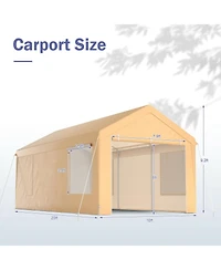Gymax 10x20 ft Heavy-Duty Steel Carport Car Canopy Shelter Sidewalls Tent Garage